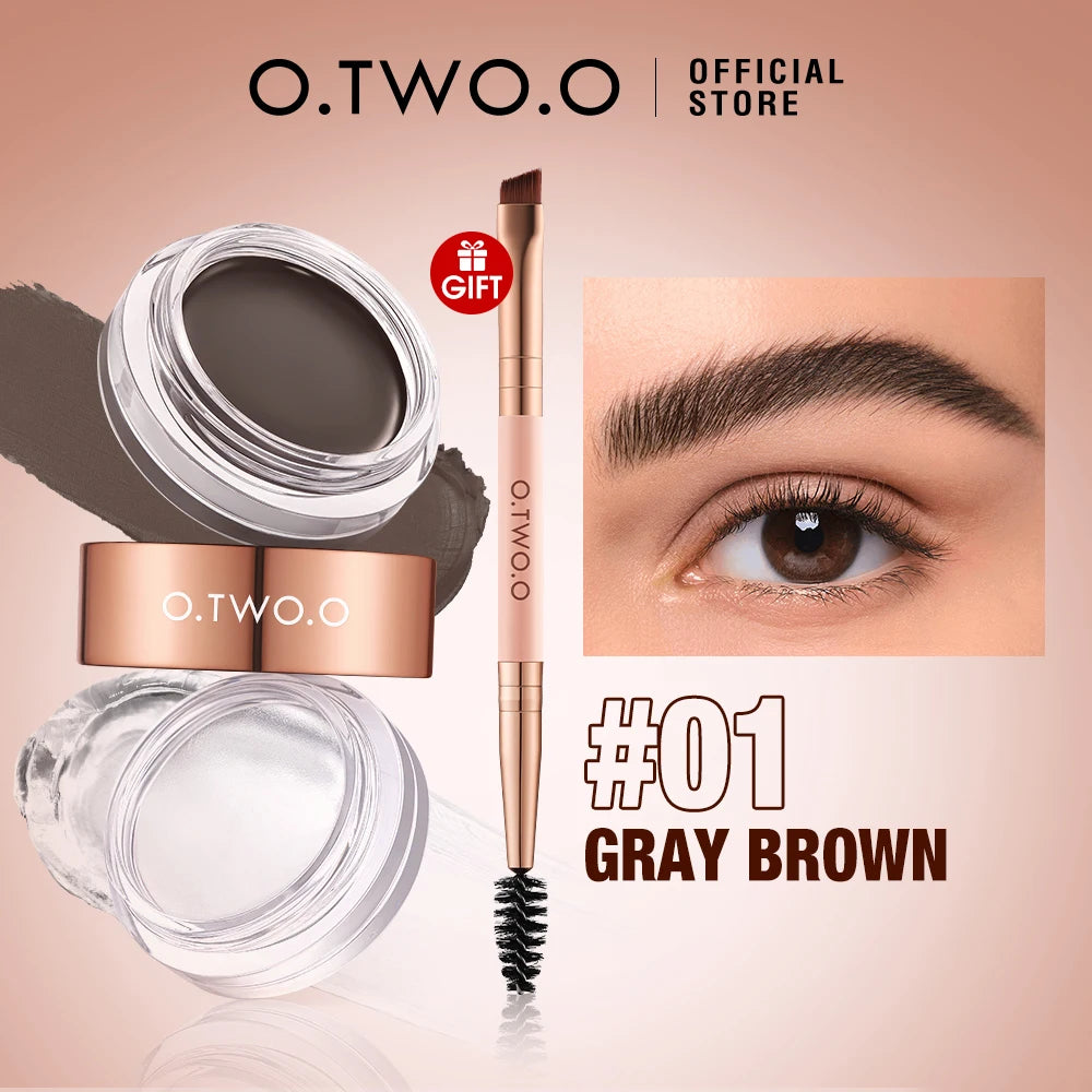 O.TWO.O Eyebrow Pomade Brow Gel Wax 2 IN 1 Waterproof Long Lasting Creamy Texture Eye Brow Tint Enhancers Cosmetics Makeup Purest Peak
